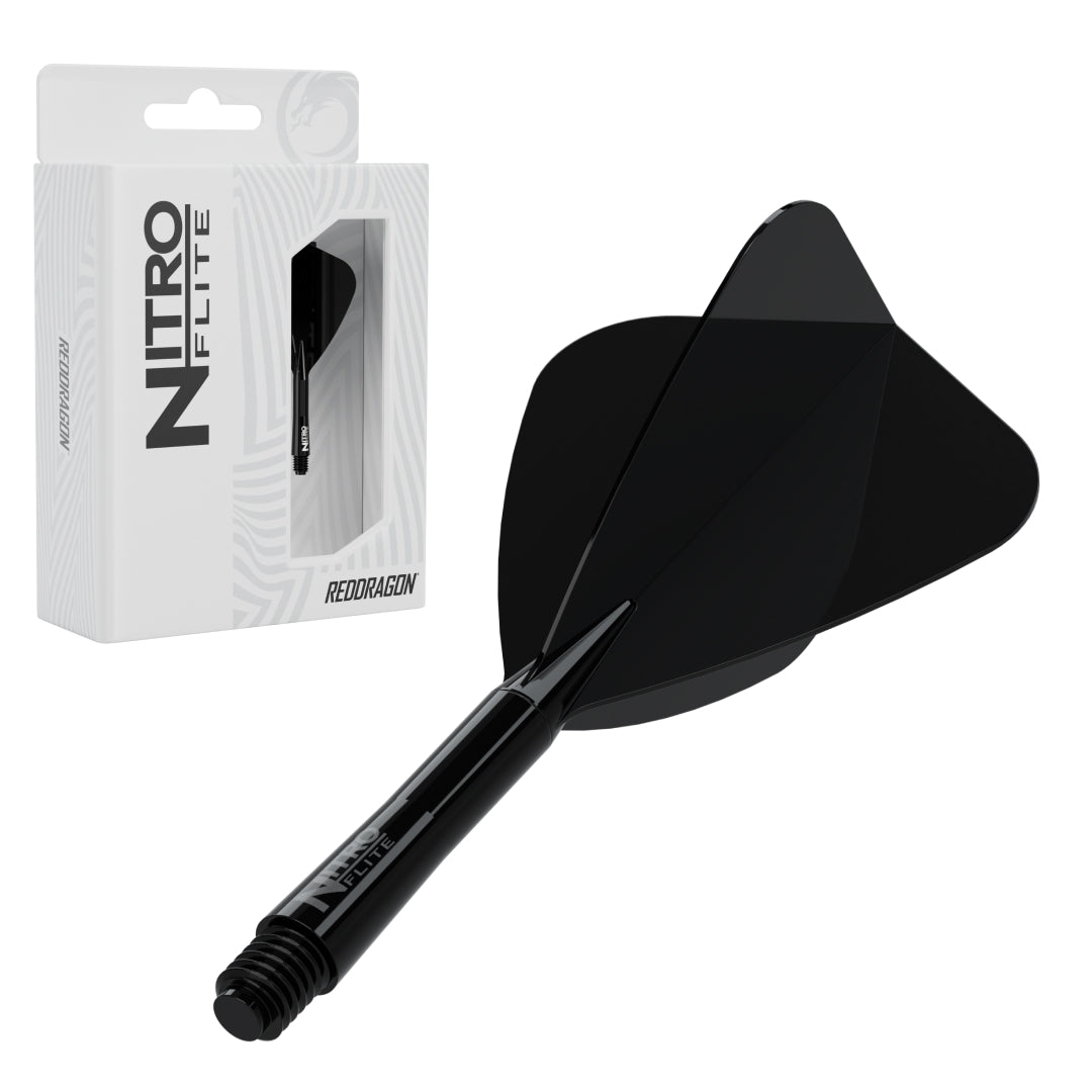 Red Dragon Nitro Flite Kite intermediate with black stem and black flight, with retail packaging