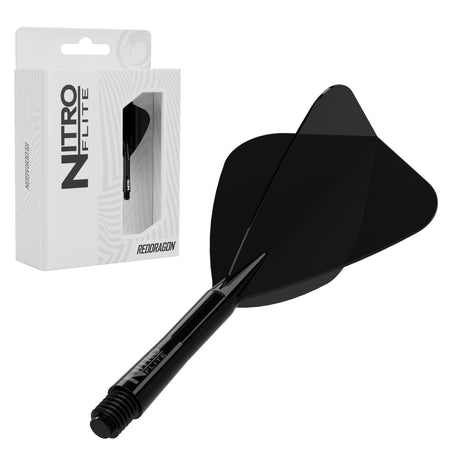 Red Dragon Nitro Flite Kite intermediate with black stem and black flight, with retail packaging