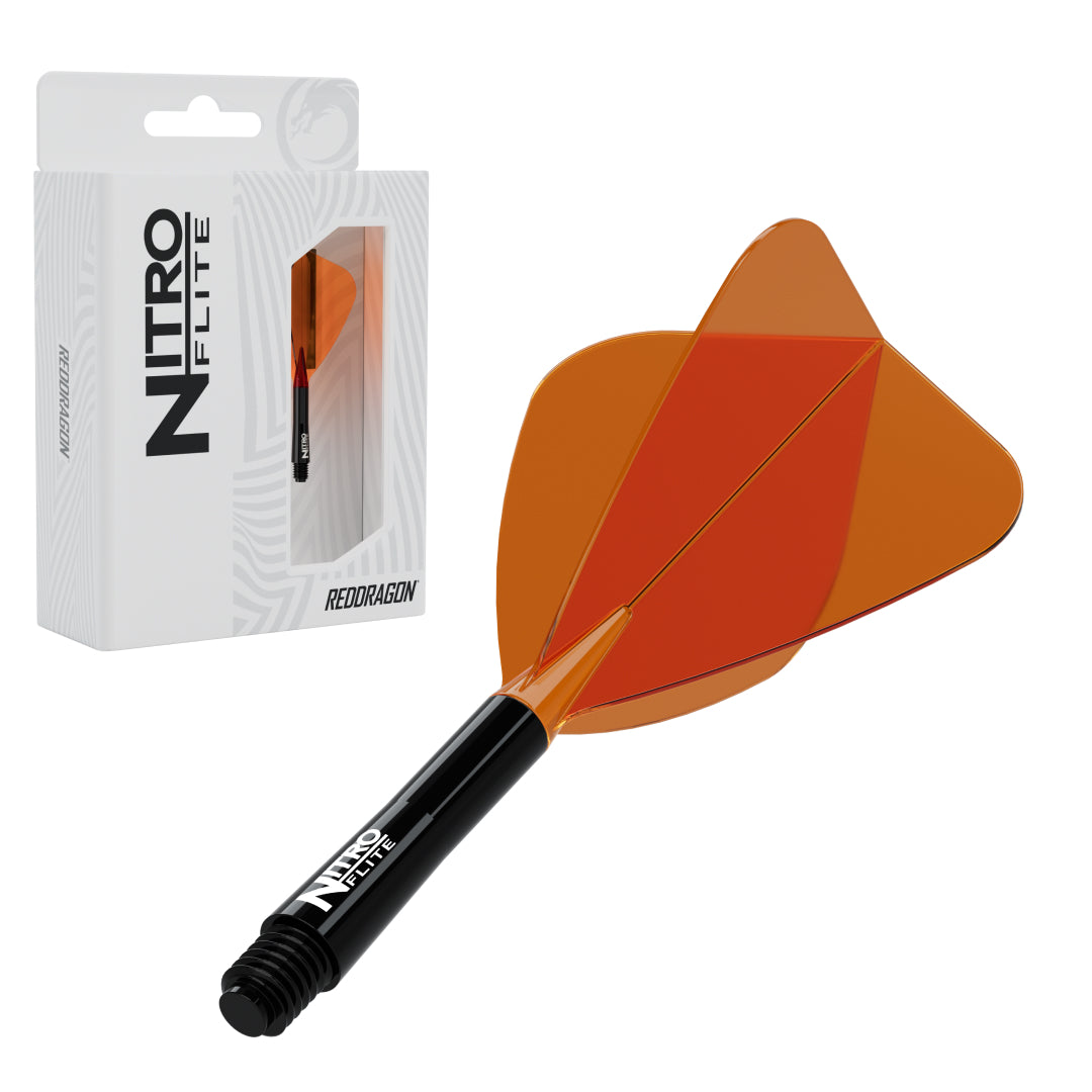 Red Dragon Nitro Flite Kite medium with black stem and orange flight, with retail packaging