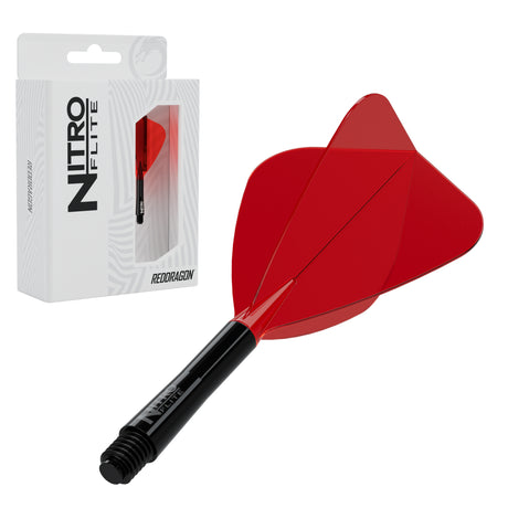 Red Dragon Nitro Flite Kite intermediate with black stem and red flight, with retail packaging