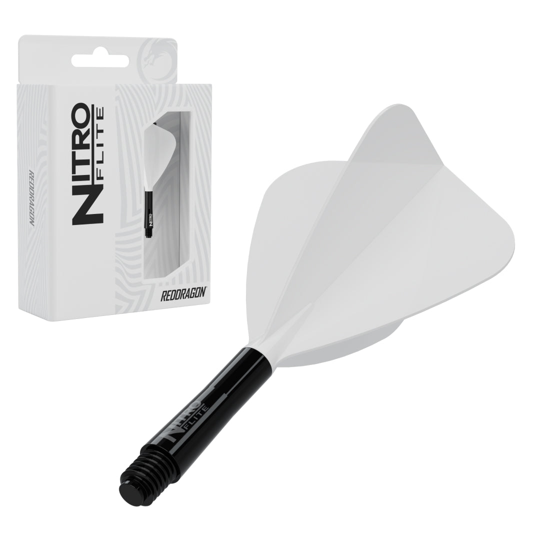 Red Dragon Nitro Flite Kite short with black stem and white flight, with retail packaging
