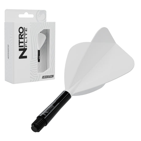 Red Dragon Nitro Flite Kite short with black stem and white flight, with retail packaging