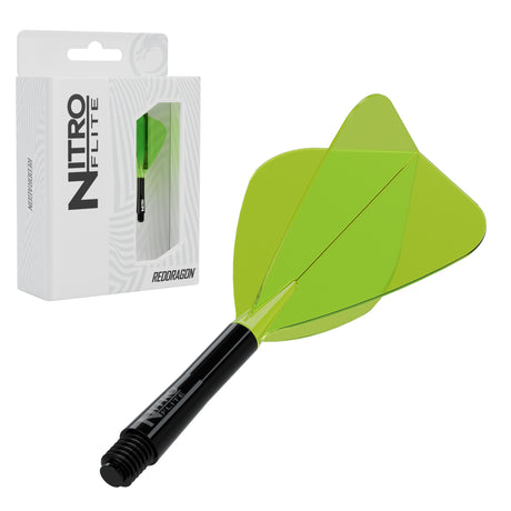 Red Dragon Nitro Flite Kite intermediate with black stem and yellow flight, with retail packaging
