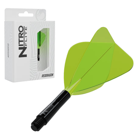 Red Dragon Nitro Flite Kite short with black stem and yellow flight, with retail packaging