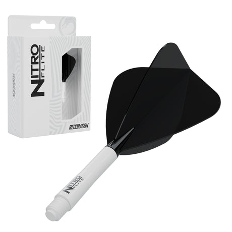 Red Dragon Nitro Flite Kite intermediate with white stem and black flight, with retail packaging