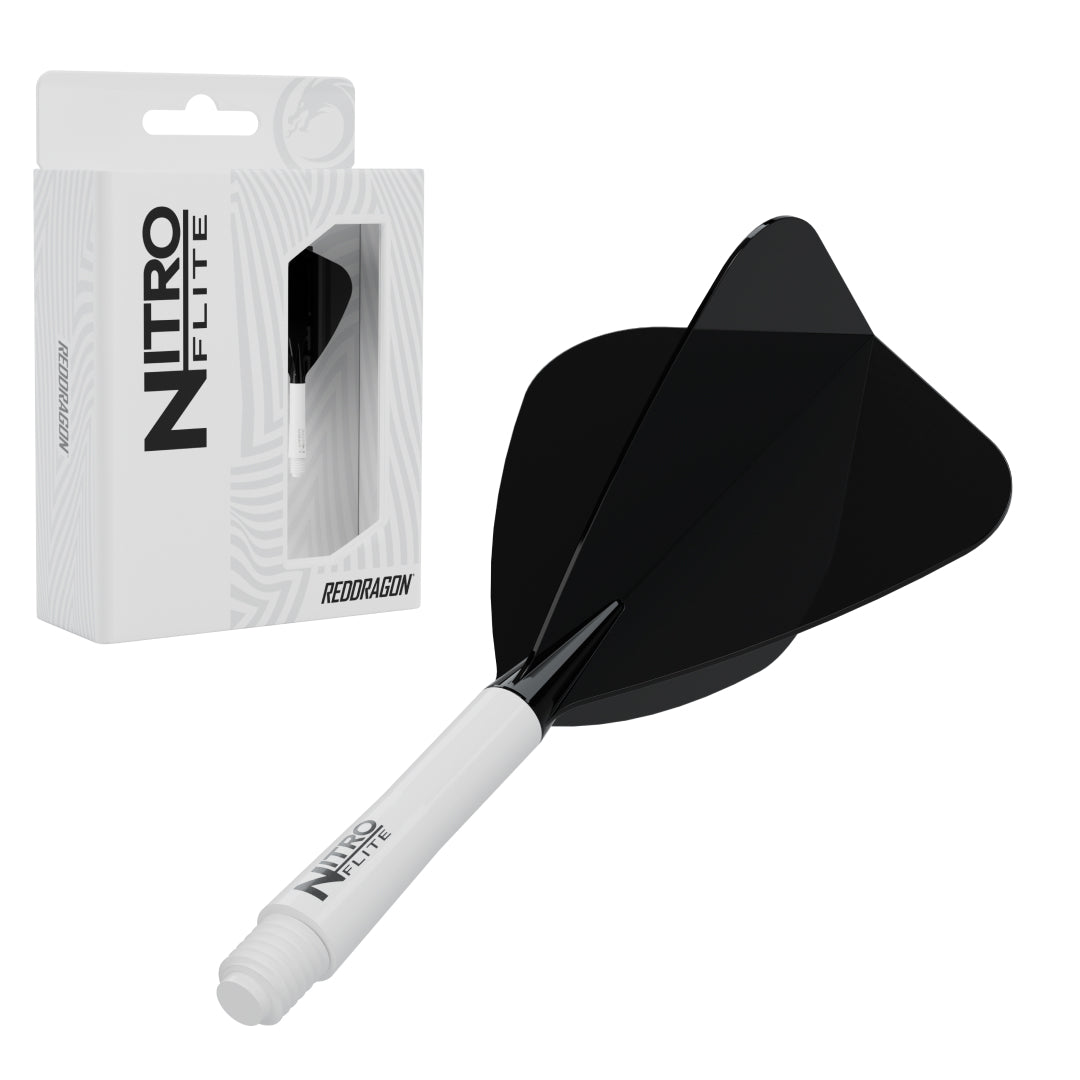 Red Dragon Nitro Flite Kite medium with white stem and black flight, with retail packaging