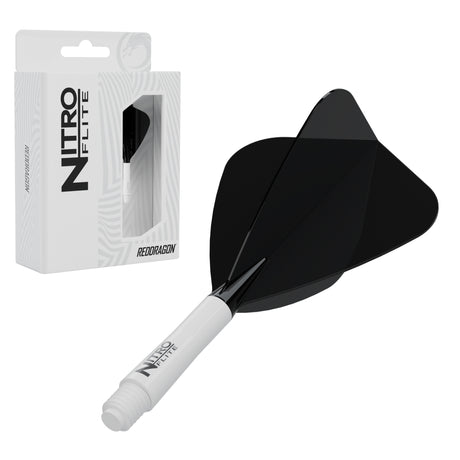 Red Dragon Nitro Flite Kite short with white stem and black flight, with retail packaging