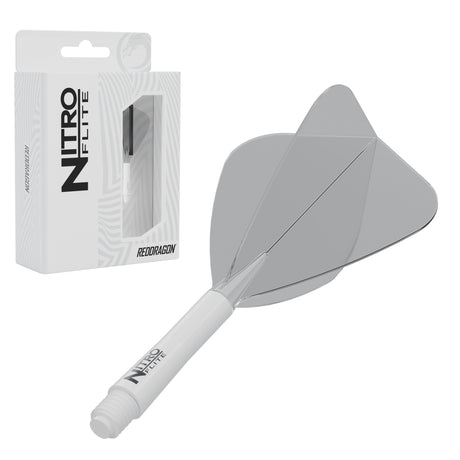 Red Dragon Nitro Flite Kite intermediate with white stem and clear flight, with retail packaging