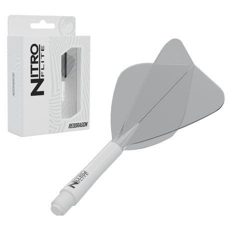 Red Dragon Nitro Flite Kite short with white stem and clear flight, with retail packaging