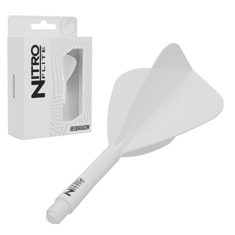 Red Dragon Nitro Flite Kite intermediate with white stem and white flight, with retail packaging