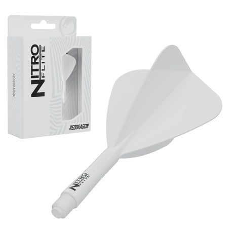 Red Dragon Nitro Flite Kite short with white stem and white flight, with retail packaging
