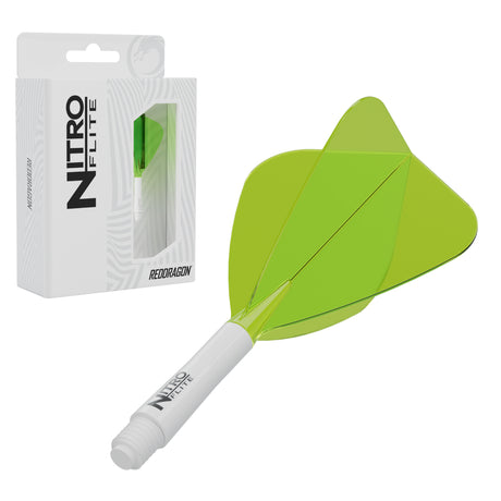 Red Dragon Nitro Flite Kite short with white stem and yellow flight, with retail packaging