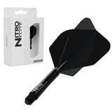 Red Dragon Nitro Flite No.6 intermediate with black stem and black flight, with retail packaging