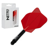 Red Dragon Nitro Flite No.6 intermediate with black stem and red flight, with retail packaging