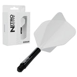Red Dragon Nitro Flite No.6 intermediate with black stem and white flight, with retail packaging