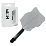 Red Dragon Nitro Flite No.6 intermediate with black stem and clear flight, with retail packaging