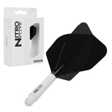 Red Dragon Nitro Flite No.6 medium with white stem and black flight, with retail packaging