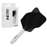 Red Dragon Nitro Flite No.6 intermediate with white stem and black flight, with retail packaging