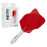 Red Dragon Nitro Flite No.6 short with white stem and red flight, with retail packaging