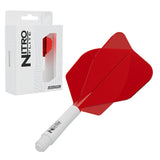 Red Dragon Nitro Flite No.6 medium with white stem and red flight, with retail packaging