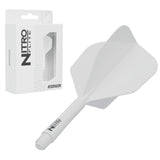 Red Dragon Nitro Flite No.6 intermediate with white stem and white flight, with retail packaging