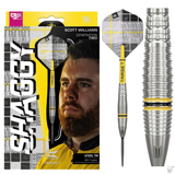 Scott Williams darts with packaging featuring a close-up of the player.