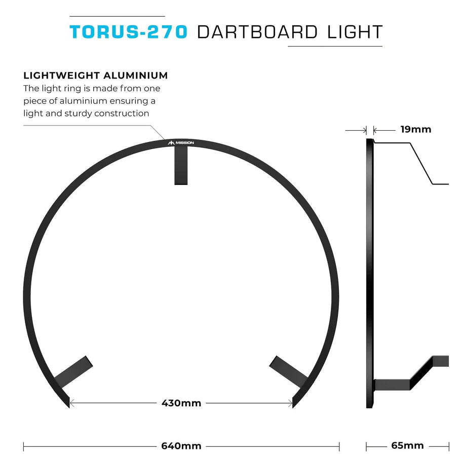 Mission Torus 270 - Dartboard Lighting - Bright White Light (5 Colours)