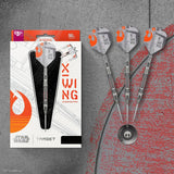 Star Wars X-Wing darts with packaging on a textured gray background