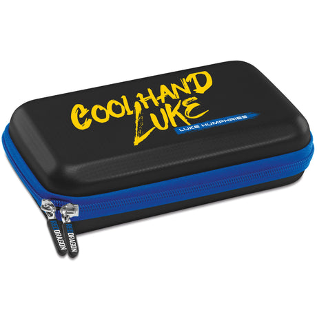 Luke Humphries Super Tour darts case closed, showing the Cool Hand Luke artwork