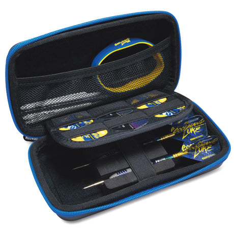 Luke Humphries Super Tour darts case open with a set of darts and accessories inside
