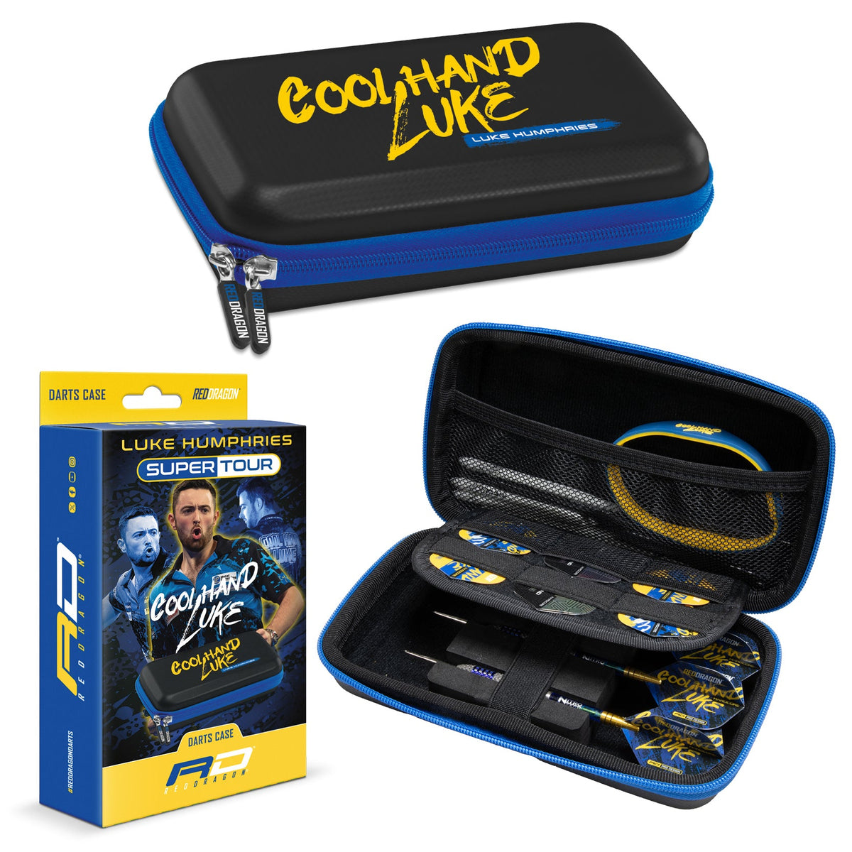 Red Dragon Luke Humphries Super Tour darts case with retail packaging