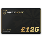 ArrowHeadz £125 darts gift card, black and gold gift voucher