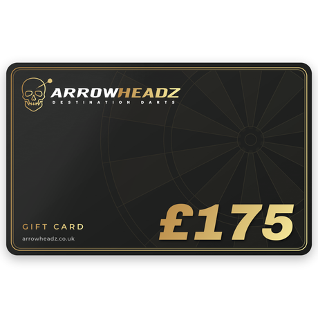 ArrowHeadz £175 darts gift card, black and gold gift voucher