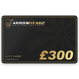 ArrowHeadz £300 darts gift card, black and gold gift voucher