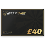 ArrowHeadz £40 darts gift card, black and gold gift voucher