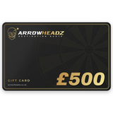 ArrowHeadz £500 darts gift card, black and gold gift voucher