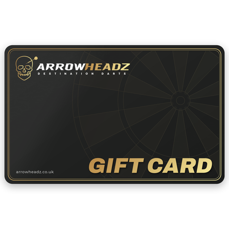 ArrowHeadz darts gift card in black and gold, digital gift voucher
