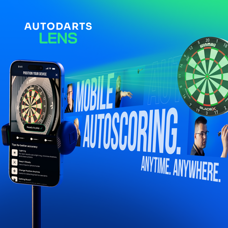 Autodarts Lens mobile autoscoring, anytime and anywhere, using a phone camera pointed at the dartboard