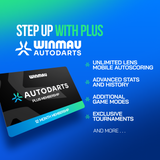Autodarts Plus 12 month membership benefits including unlimited Lens autoscoring, advanced stats and exclusive tournaments