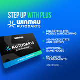 Autodarts Plus 12 month membership benefits including unlimited Lens autoscoring, advanced stats and exclusive tournaments