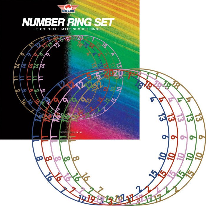 Bull's NL - Colourful Matt Number Ring Set (Set Of 5)
