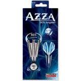 Three 90% tungsten darts in retail packaging, showing machined grip barrels, blue flights, and shafts, ideal for dart players