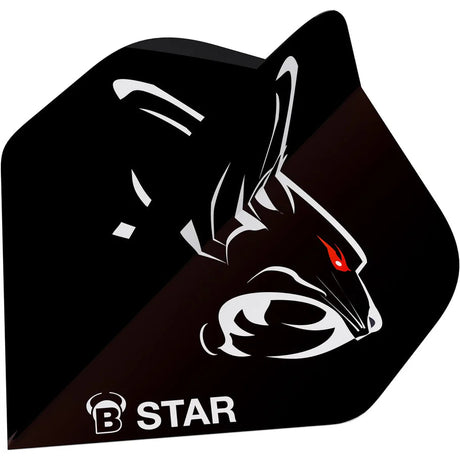 A-shape dart flight close-up featuring black panther graphic, bold B-STAR logo, isolated on clean white background
