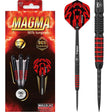 Full view of 90% tungsten darts in retail packaging and single dart detailed close-up, featuring black and red grip zones and machined tip.