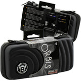 Angled view of two black darts cases in packaging, showing storage details, zipper, and compact design for dart accessories