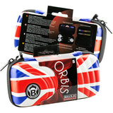 Union Jack dart case small size angled view, one case front and one with packaging highlighting dart storage features