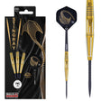 Stingray ST4 90% tungsten darts in display packaging with close-up on knurled gold barrel and assembled dart for dart players