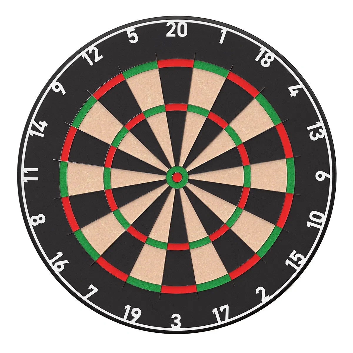 Top-down view of dartboard with metal number ring, bold white numbering, isolated on white background for dart accessory buyers