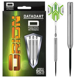 Orion Smooth 90% tungsten darts set in retail box with two darts displayed, featuring sleek smooth barrels and green geometric flights.