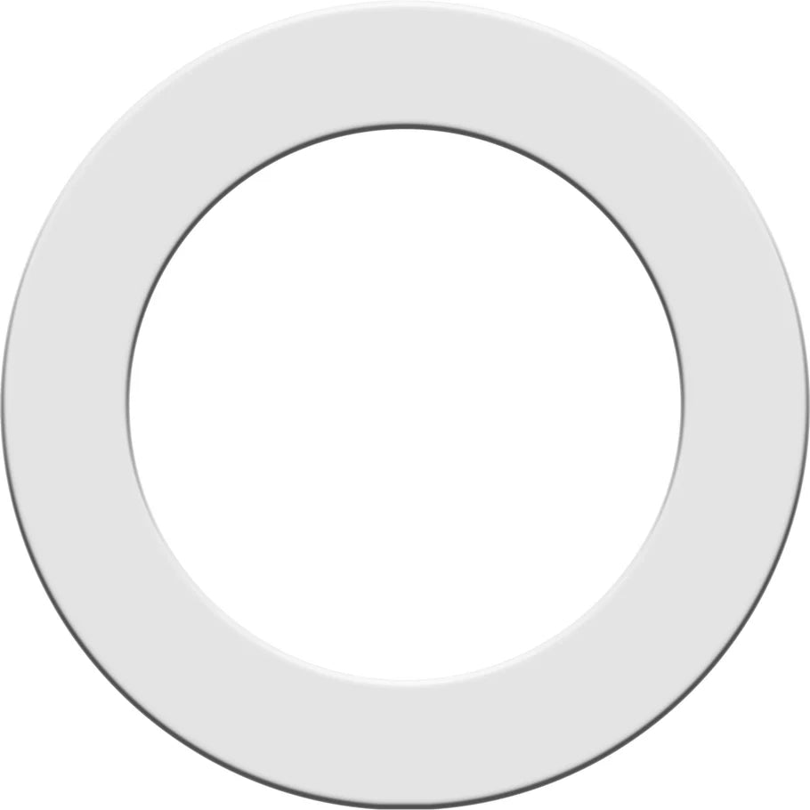 Top-down view plain white dartboard surround ring isolated on white background, dartboard protector accessory